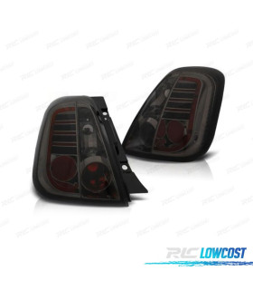 FAROLINS TRASEIROS FIAT 500 07- LED FUNDO CROMADO FUMADO