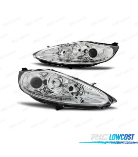 FARÓIS FRONTAIS PARA FORD FIESTA 08-12 LUZ DIURNA FUNDO CROMADO