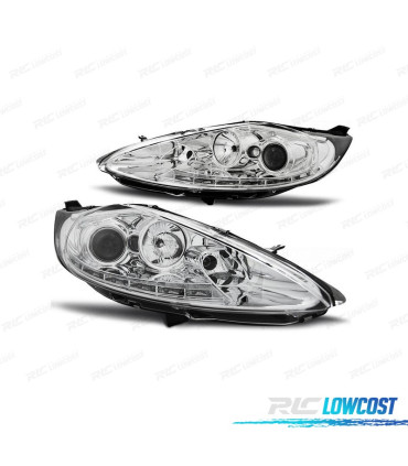 FARÓIS FRONTAIS PARA FORD FIESTA 08-12 LUZ DIURNA FUNDO CROMADO