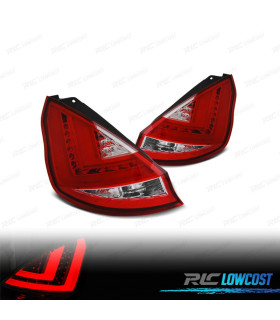 FAROLINS TRASEIROS PARA FORD FIESTA MK7 08-12 LIGHT BAR VERMELHO CROMADO
