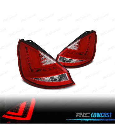 FAROLINS TRASEIROS PARA FORD FIESTA MK7 08-12 LIGHT BAR VERMELHO CROMADO