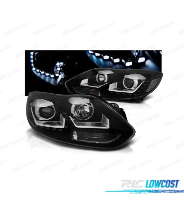 FARÓIS FRONTAIS FORD FOCUS 11-14 LUZ DIURNA FUNDO PRETO