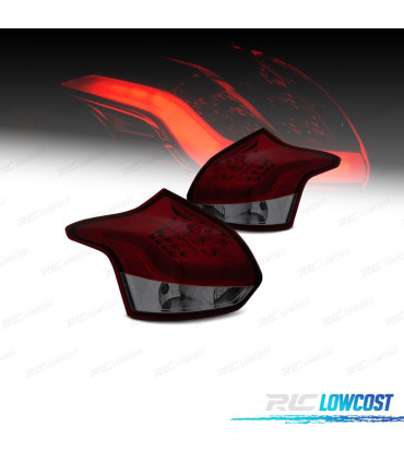FAROLINS TRASEIROS FORD FOCUS MK3 11-14 LIGHT BAR VERMELHO FUMADO