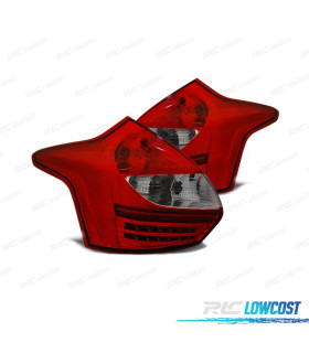 FAROLINS TRASEIROS FORD FOCUS MK3 11-14 LED VERMELHO CROMADO