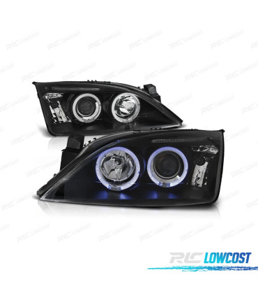 FARÓIS FRONTAIS PARA FORD MONDEO MK3 00-07 OLHOS ANGEL FUNDO PRETO