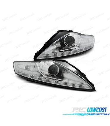FARÓIS FRONTAIS PARA FORD MONDEO MK4 07-10 LUZ DIURNA FUNDO CROMADO