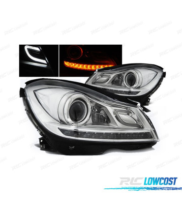 FAROIS FRONTAIS MERCEDES W204 11-14 TUBE LIGHT + LED
