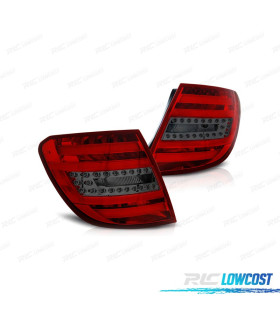 FAROLINS TRASEIROS PARA MERCEDES CLASSE C W204 KOMBI 07-11 LIGHT BAR VERMELHO FUMADO