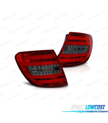 FAROLINS TRASEIROS PARA MERCEDES CLASSE C W204 KOMBI 07-11 LIGHT BAR VERMELHO FUMADO