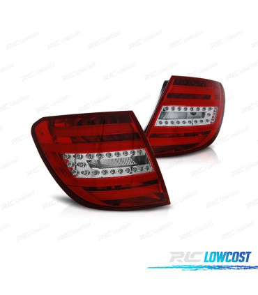 FAROLINS TRASEIROS PARA MERCEDES CLASSE C W204 KOMBI 07-11 LIGHT BAR VERMELHO CROMADO