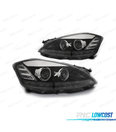 FAROIS FRONTAIS PARA MERCEDES CLASSE S W221 05-09 XENON LUZ DIURNA FUNDO PRETO