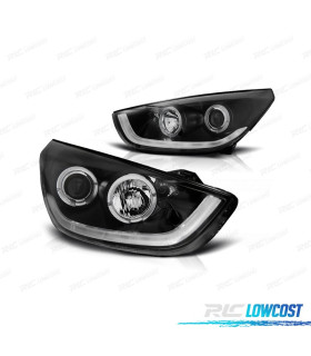 FARÓIS FRONTAIS PARA HYUNDAI IX35 10-13 TUBE LIGHT FUNDO PRETO