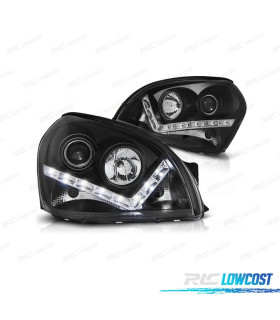 FAROIS FRONTAIS PARA HYUNDAI TUCSON 04-10 LUZ DIURNA FUNDO PRETO