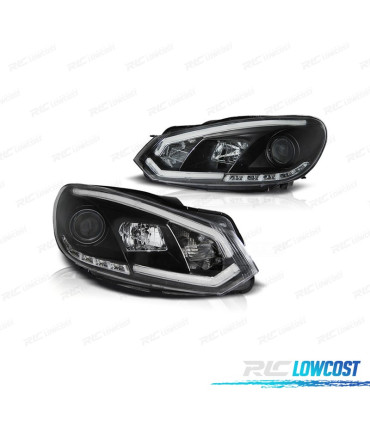 FAROIS FRONTAIS VOLKSWAGEN VW GOLF MK6 08-12 TUBE LIGHT FUNDO PRETO