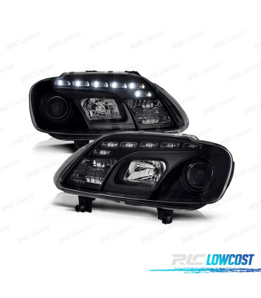 FAROIS FRONTAIS PARA VOLKSWAGEN VW CADDY 04-10 LUZ DIURNA FUNDO PRETO