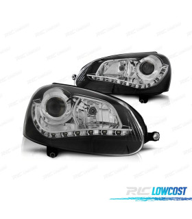 FAROIS FRONTAIS PARA VOLKSWAGEN VW GOLF MK5 03-08 XENON LUZ DIURNA FUNDO PRETO