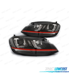 FAROIS VOLKSWAGEN VW GOLF 7 12-17 LOOK GTI LUZ DIURNA FUNDO PRETO VERMELHO