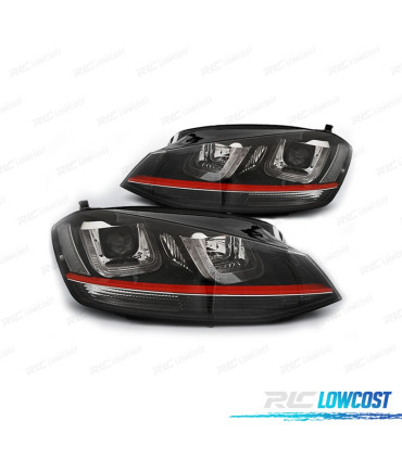 FAROIS VOLKSWAGEN VW GOLF 7 12-17 LOOK GTI LUZ DIURNA FUNDO PRETO VERMELHO