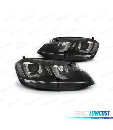 FAROIS FRONTAIS PARA VOLKSWAGEN VW GOLF 7 12-17 LOOK GTI LUZ DIURNA FUNDO PRETO