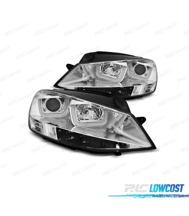 FAROIS FRONTAIS PARA VOLKSWAGEN VW GOLF 7 12-17 U-TYPE DRL LUZ DIURNA FUNDO CROMADO