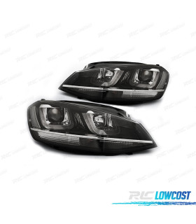 FAROIS FRONTAIS PARA VOLKSWAGEN VW GOLF 7 12-17 GTI LUZ DIURNA FUNDO PRETO BRANCO