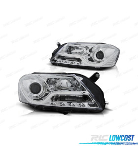 FAROIS FRONTAIS PARA VOLKSWAGEN VW PASSAT B7 10-14 TUBE LIGHT FUNDO CROMADO