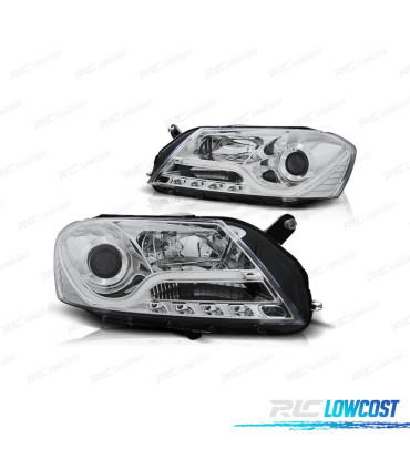 FAROIS FRONTAIS PARA VOLKSWAGEN VW PASSAT B7 10-14 TUBE LIGHT FUNDO CROMADO