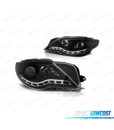 FAROIS FRONTAIS PARA VOLKSWAGEN VW PASSAT CC 08-12 LUZ DIURNA FUNDO PRETO
