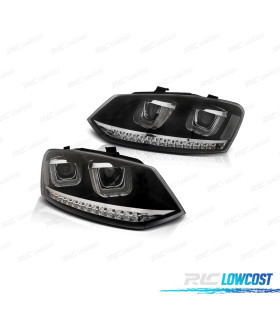 FAROIS FRONTAIS VOLKSWAGEN VW POLO 6R 09-14 LUZ DIURNA DINAMIC FUNDO PRETO