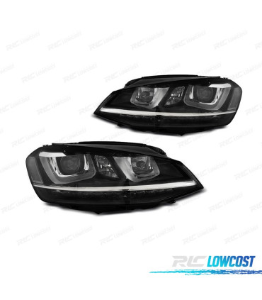 FAROIS FRONTAIS PARA VOLKSWAGEN VW GOLF 7 12-17 LUZ DIURNA DINAMIC FUNDO PRETO