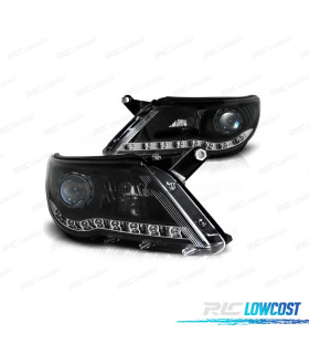 FAROIS FRONTAIS PARA VOLKSWAGEN VW TIGUAN 07-11 LUZ LED DIURNA FUNDO PRETO