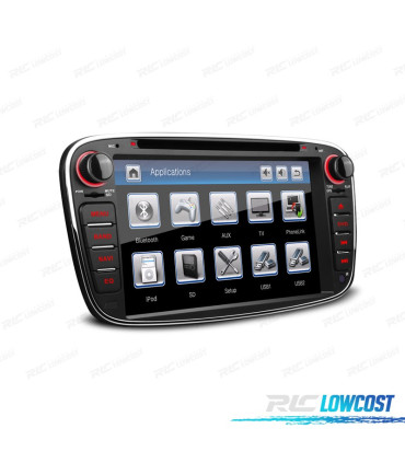 AUTO RADIO 2DIN 7" PARA FORD REDONDO COR PRETO USB GPS TACTIL HD