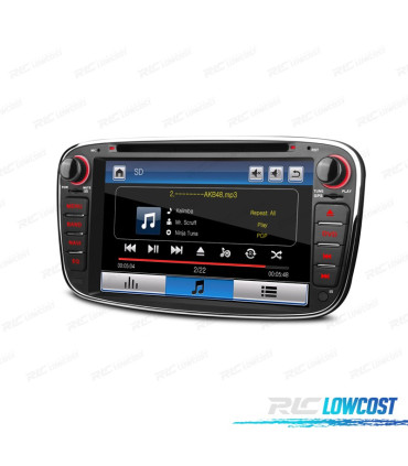 AUTO RADIO 2DIN 7" PARA FORD REDONDO COR PRETO USB GPS TACTIL HD