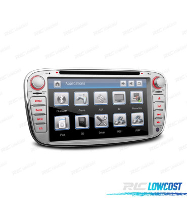 AUTO RADIO 2DIN 7" PARA FORD REDONDO COR CINZA USB GPS TACTIL HD