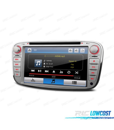 AUTO RADIO 2DIN 7" PARA FORD REDONDO COR CINZA USB GPS TACTIL HD