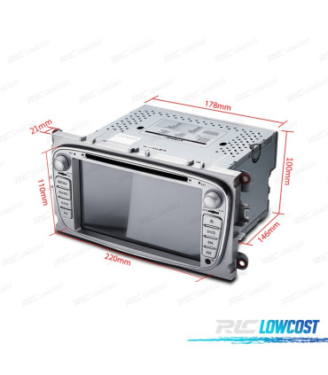 AUTO RADIO 2DIN 7" PARA FORD REDONDO COR CINZA USB GPS TACTIL HD