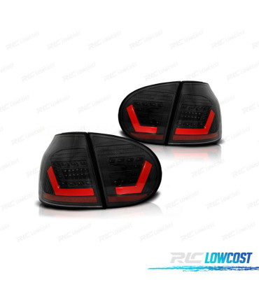 FAROLINS TRASEIROS PARA VOLKSWAGEN VW GOLF 5 03-08 LIGHTBAR FONDO PRETO FUMADO