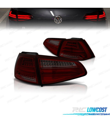FAROLINS TRASEIROS VOLKSWAGEN VW GOLF 7 12-17 LIGHTBAR VERMELHO FUMADO LED