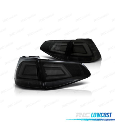 FAROLINS TRASEIROS PARA VOLKSWAGEN VW GOLF 7 12-17 LIGHTBAR FUNDO PRETO FUMADO