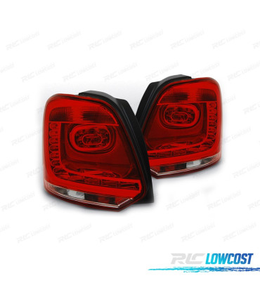 FAROLINS TRASEIROS VOLKSWAGEN VW POLO 6R 09-14 LED FUNDO VERMELHO CROMADO