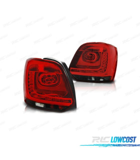 FAROLINS TRASEIROS VOLKSWAGEN VW POLO 6R 09-14 LED FUNDO VERMELHO FUMADO
