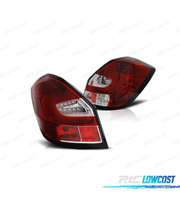 FAROLINS TRASEIROS PARA SKODA FABIA 07-10 LIGHT BAR FUNDO VERMELHO CROMADO