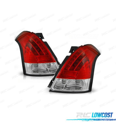FAROLINS TRASEIROS PARA SUZUKI SWIFT 05-10 LED FUNDO VERMELHO CROMADO
