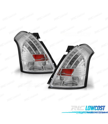 FAROLINS TRASEIROS PARA SUZUKI SWIFT 05-10 LED FUNDO CROMADO