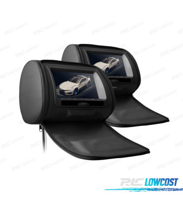 ENCOSTOS DE CABEÇA MULTIMEDIA 7 " HD USB SD EM PRETO