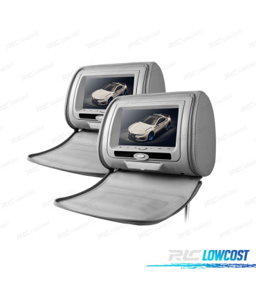 ENCOSTO DE CABEÇA MULTIMEDIA 7 PULGADAS HD USB SD COR EM CINZA