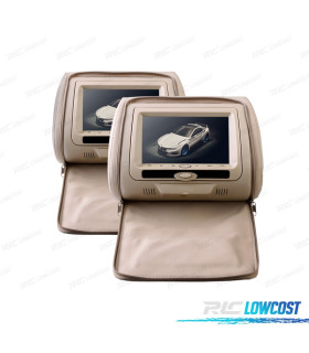 SUPORTE DE CABEÇA MULTIMÉDIA 7 POLEGADAS HD USB SD EM BEGE