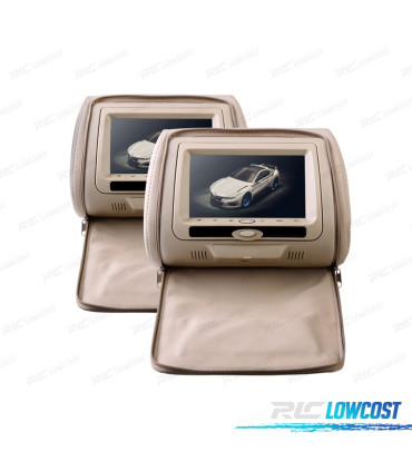 SUPORTE DE CABEÇA MULTIMÉDIA 7 POLEGADAS HD USB SD EM BEGE