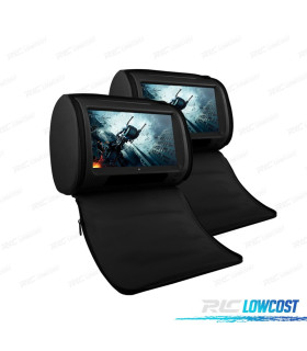 ENCOSTO DE CABEÇA MULTIMEDIA 9 PULGADAS HD TÁCTIL USB SD COR EM PRETO