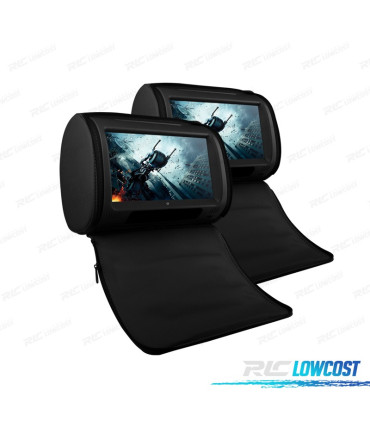 ENCOSTO DE CABEÇA MULTIMEDIA 9 PULGADAS HD TÁCTIL USB SD COR EM PRETO